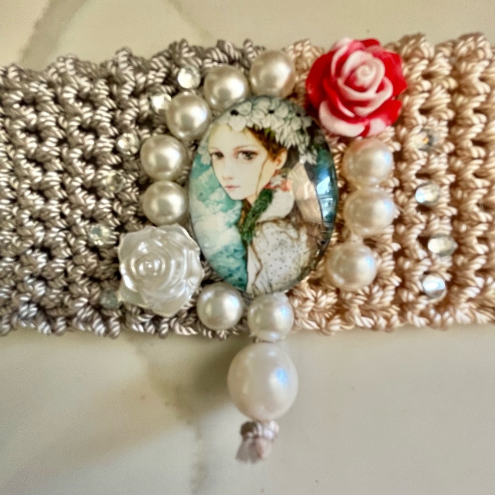 Hand Knits 2 Love Bracelet Cabochon Girl Bird Pearl Crystal Bead Designer Trendy